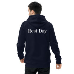 Essential Eco-hoodie met opdruk - Rest Day donker