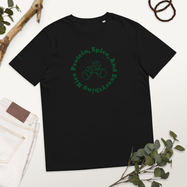 T-Shirt van biologisch katoen met opdruk- Protein and Spice donker - Afbeelding 4