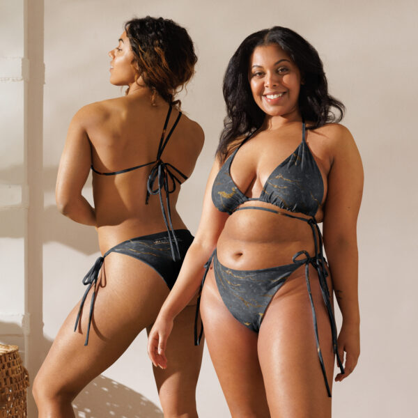 Grijze String bikini met goud - Marmer - Afbeelding 4