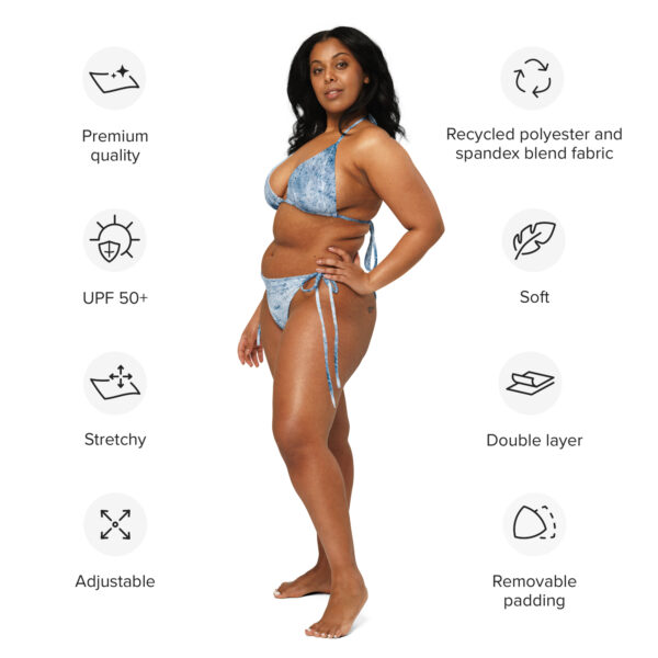 Lichtblauwe String bikini - Marmer - Afbeelding 2